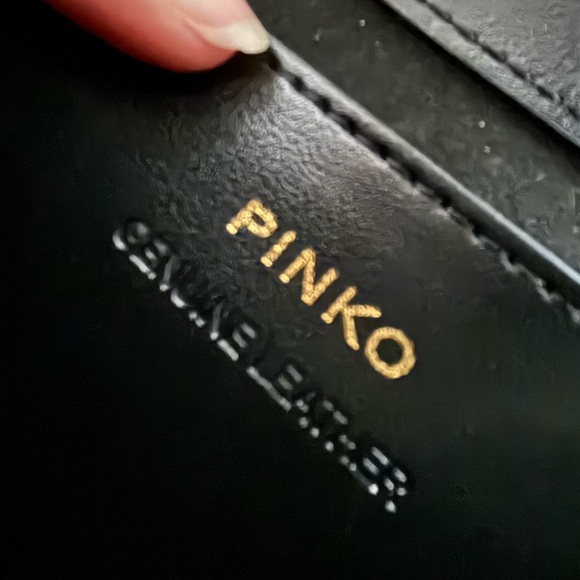 NWT PINKO Black Leather Love One Classic Shoulder Bag with Gold Chain & dust bag - Picture 10 of 12